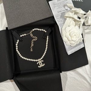 Chanel 22K Crystal Gold CC Pearl Choker